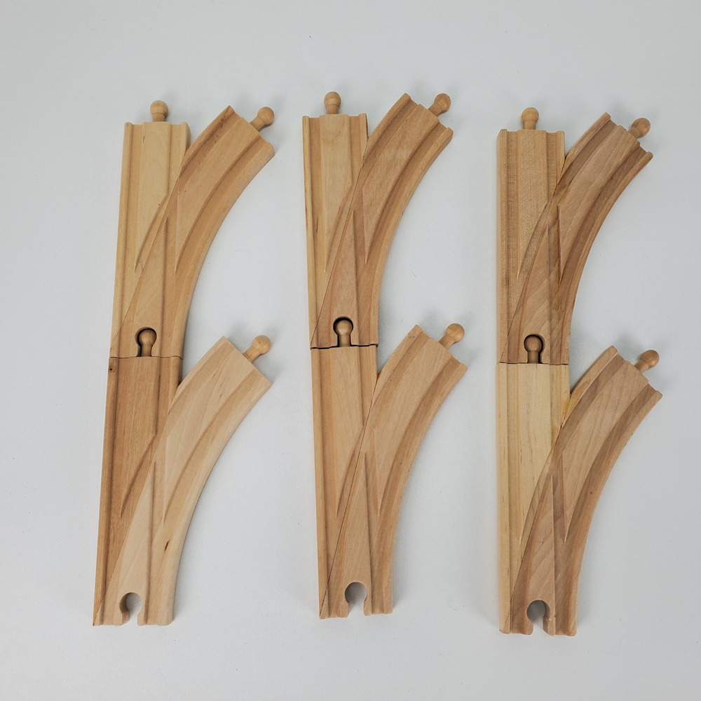 Wooden Train Track Switch Pieces Set of 6 Curved‎ Y-Track Expansion Accessories